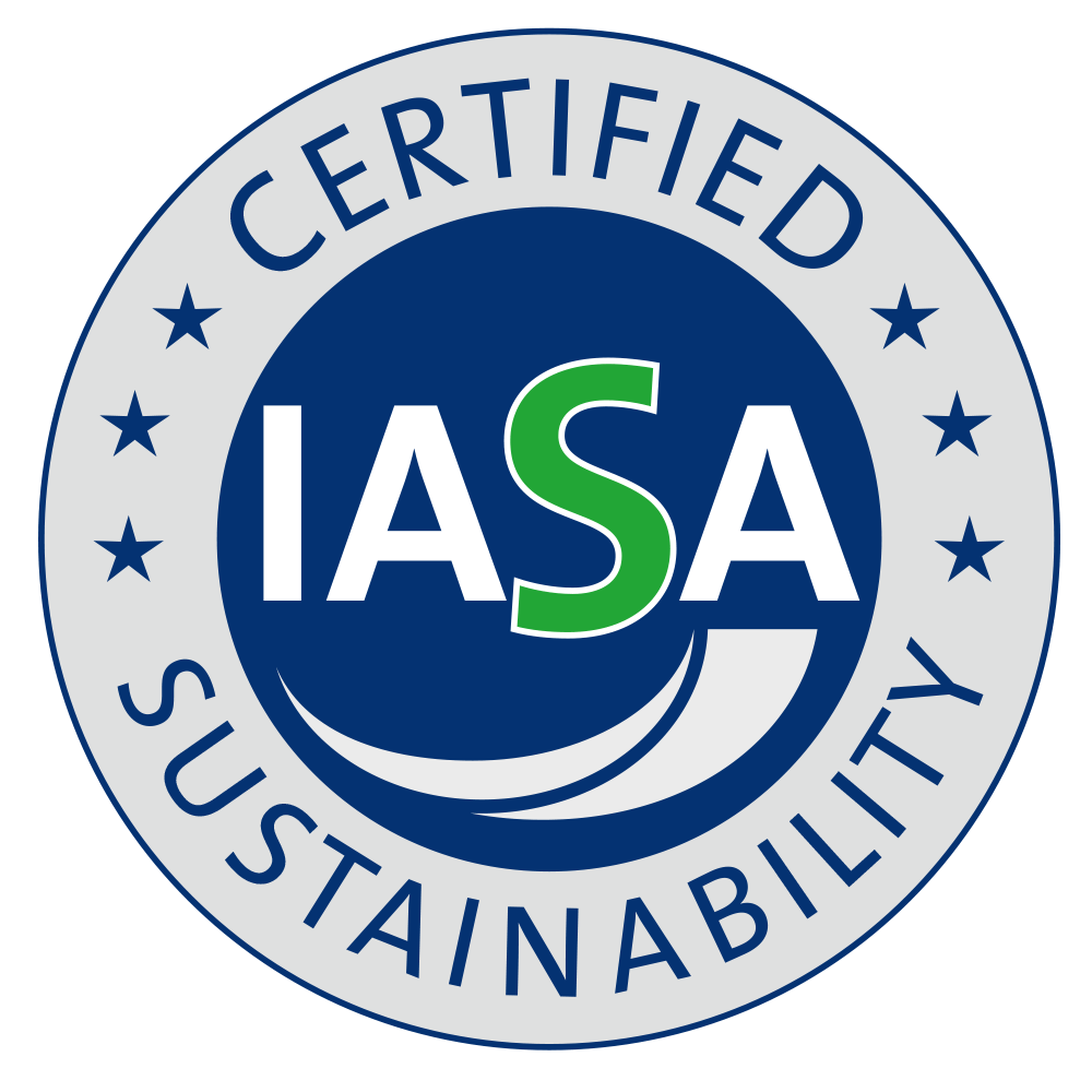 the brand's logo ‘IASA Certified Sustainability‘