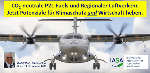 Der Startbildschirm zum Impulsvortrag ‘PtL-Fuels und Regionalluftfahrt‘ anlässlich des Online-Events „PtL-Fuels – Eine Perspektive für die Regionalluftfahrt?" am 14.09.2021